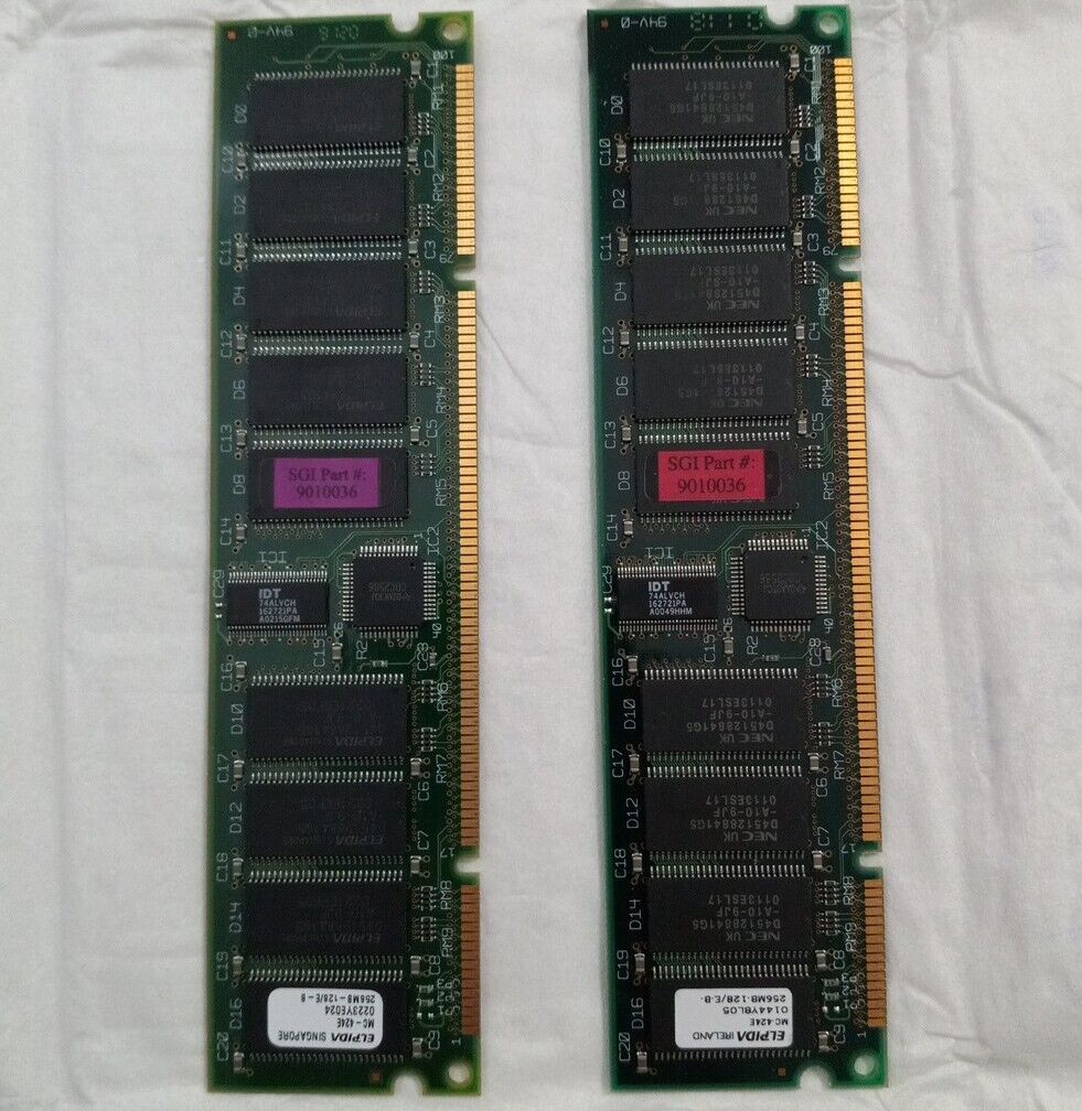 Elpida SGI 512MB Kit (2 X 256MB) DIMM Memory for SGI OCTANE 9010036 *Untested*
