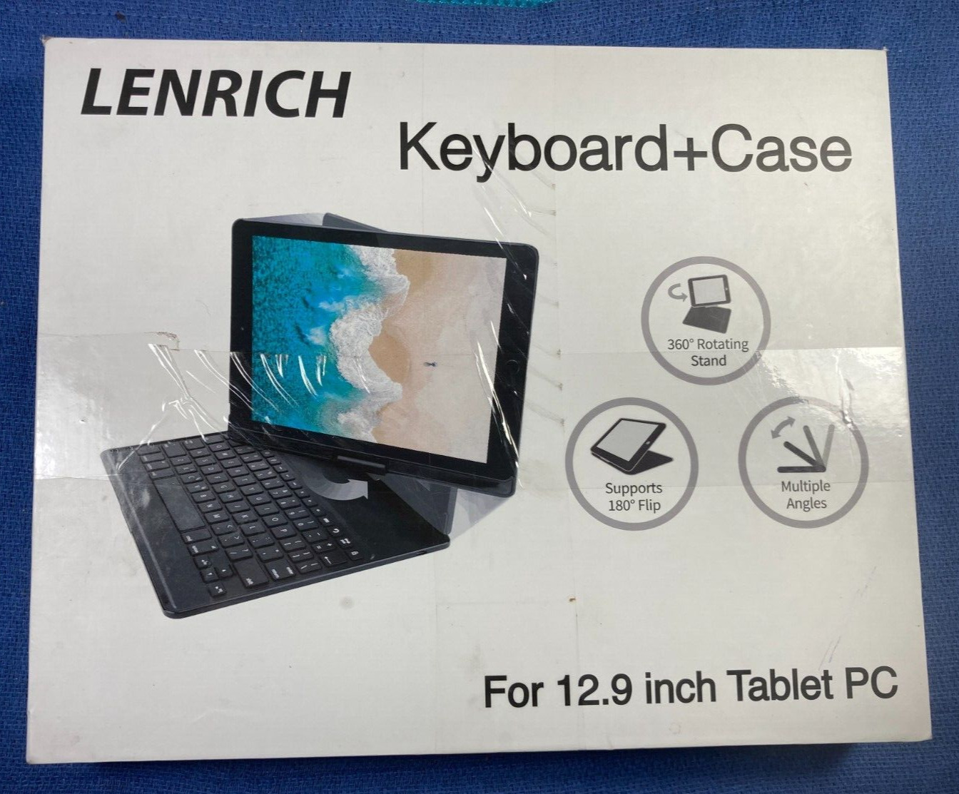 Lenrich Keyboard + Case For 12.9 Inch Tablet PC 360 Rotatable And 180 Flip