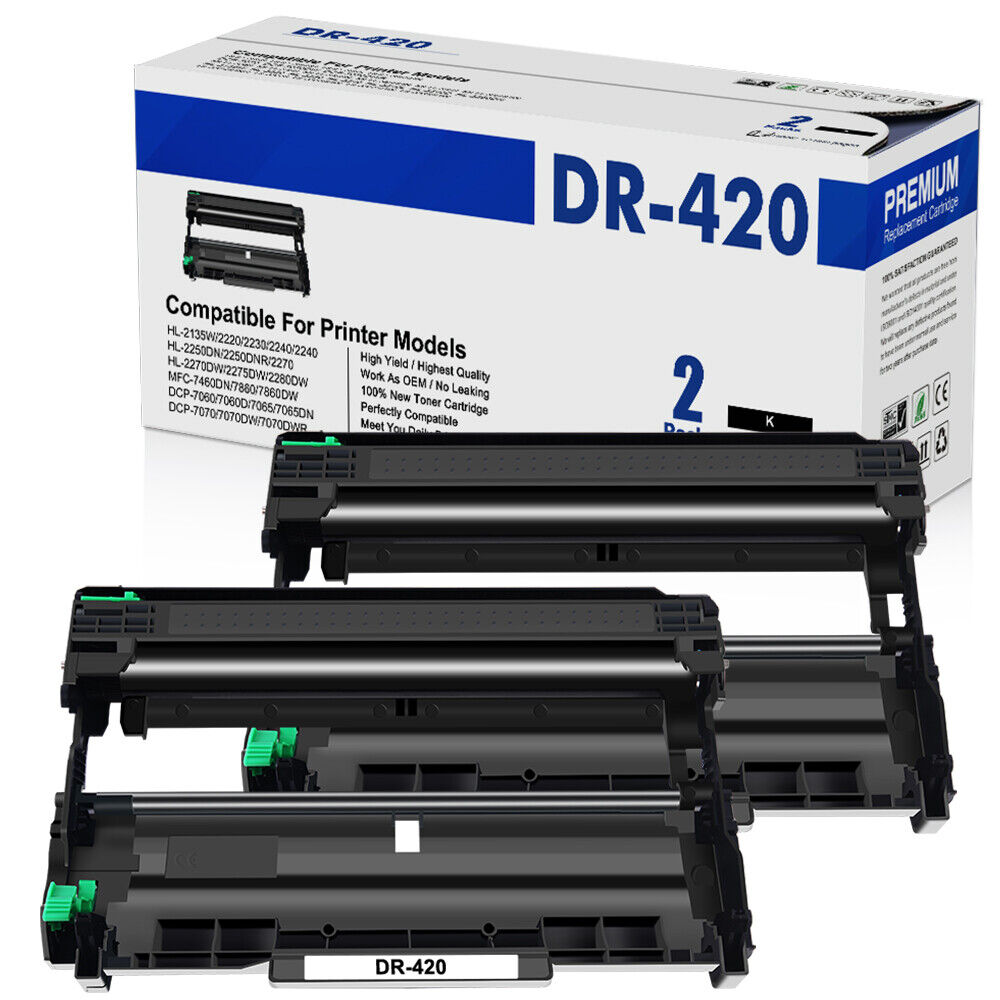 2 Pack DR420 DR-420 Drum Unit Compatible For Brother HL-2220 HL-2230 MFC-7860DW