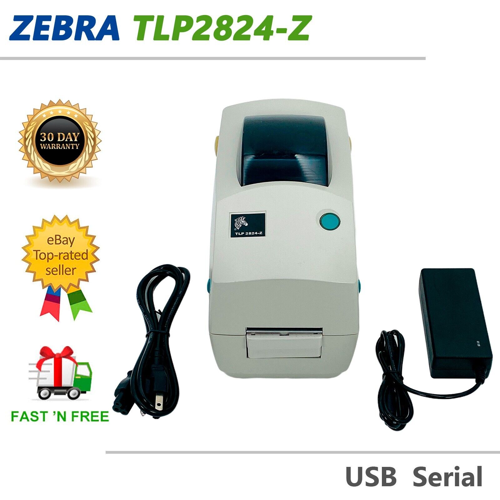 Zebra TLP2824-Z Thermal Transfer Barcode Label Printer Dispenser USB Serial