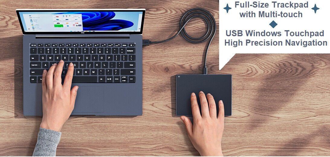 Upgraded Wired Trackpad Touchpad, w/ Tempered Glass, Multi-Touch, (Model MOS400)
