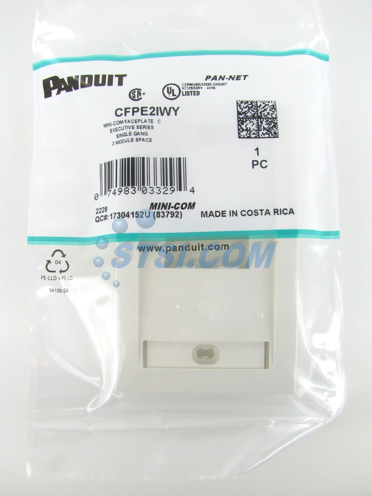Panduit CFPE2IWY 2-Port Mini-Com Faceplate, Executive Series, Off-White ~STSI