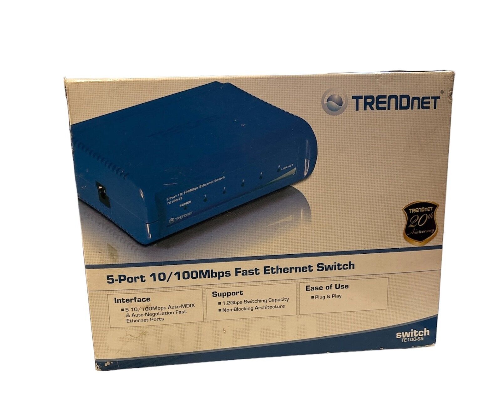 TRENDnet 5-Port Unmanaged 10/100 Mbps GREENnet Ethernet Desktop Plastic Housi...