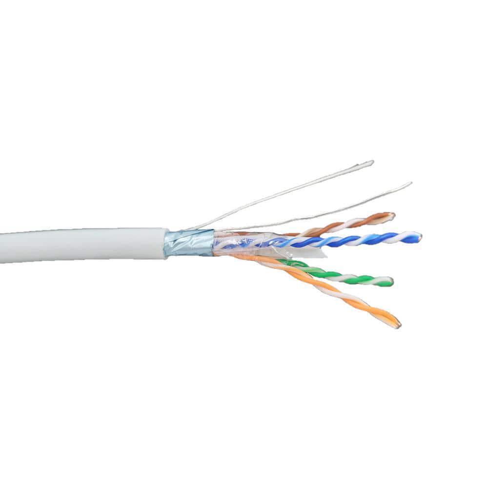 Micro Connectors, Inc Shielded (F/UTP) CMR Riser 23AWG Bulk Ethernet Cable White