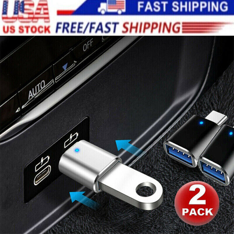 2 Pcs USB-C 3.1 Male to USB A Female Adapter Converter OTG Type C For Car Phone