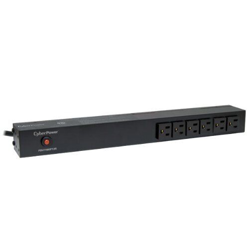 CyberPower PDU15B6F12R Basic PDU, 100-125V, 15A (Derated to 12A), 18 Outlets, 1U