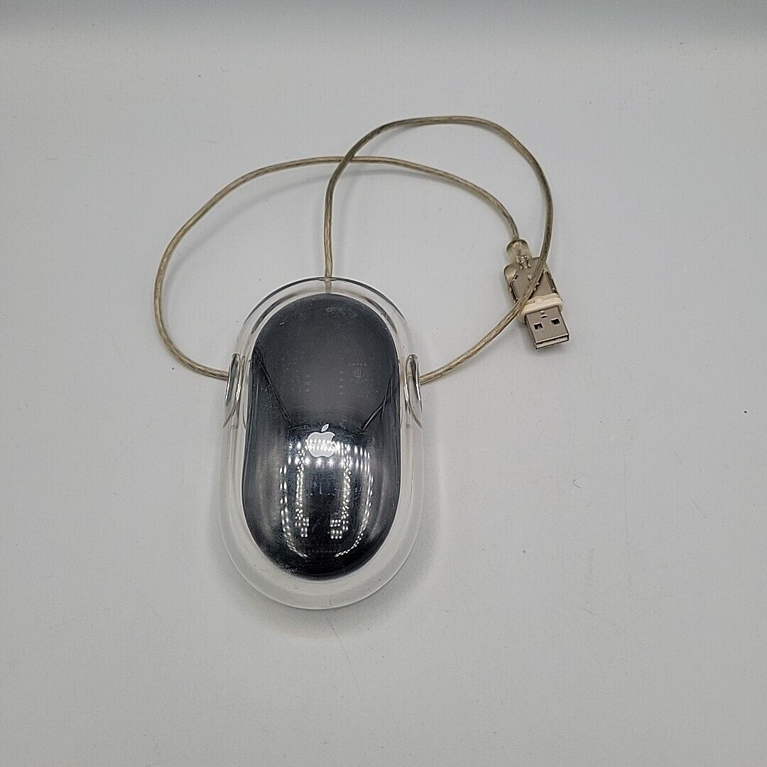 Vintage Apple Pro Mouse USB Clear Black for iMac Power Mac M5769 Tested Works