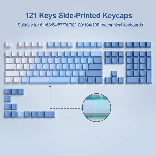 Gradient Side Printed Keycaps Cherry Profile Double Shot 136 Keys Gamer Keyboard