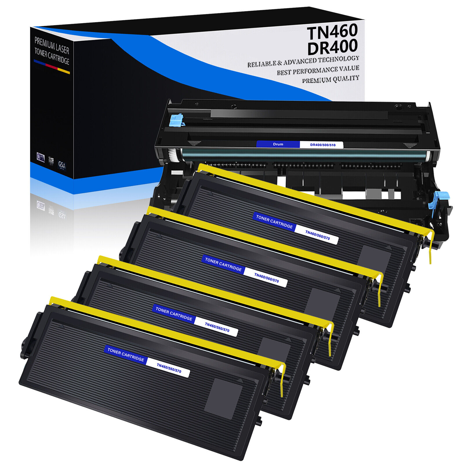 4PK TN460 Toner +1PK DR400 Drum Unit For Brother MFC-9600 MFC-9700 DCP-1200