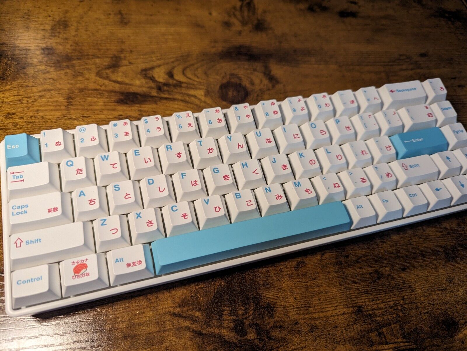 Custom modded budget mechanical keyboard CIY 68 blue white thocky hot-swappable