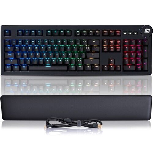Deco Gear Mechanical Keyboard Cherry MX Red & Ergonomic Palm Rest, AntiGhost RGB