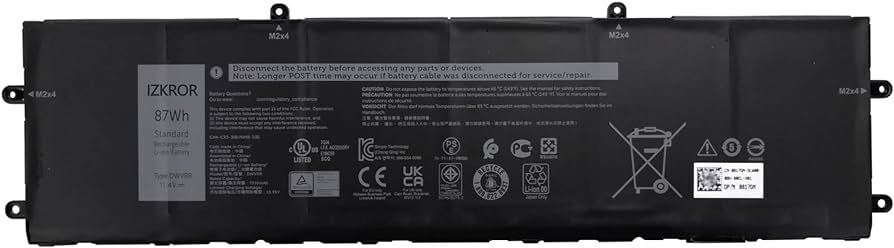 NEW Alienware X17 R1 R2 X15 R1 R2 7620 6 Cell 87Wh Battery DWVRR NO BATT CABLE