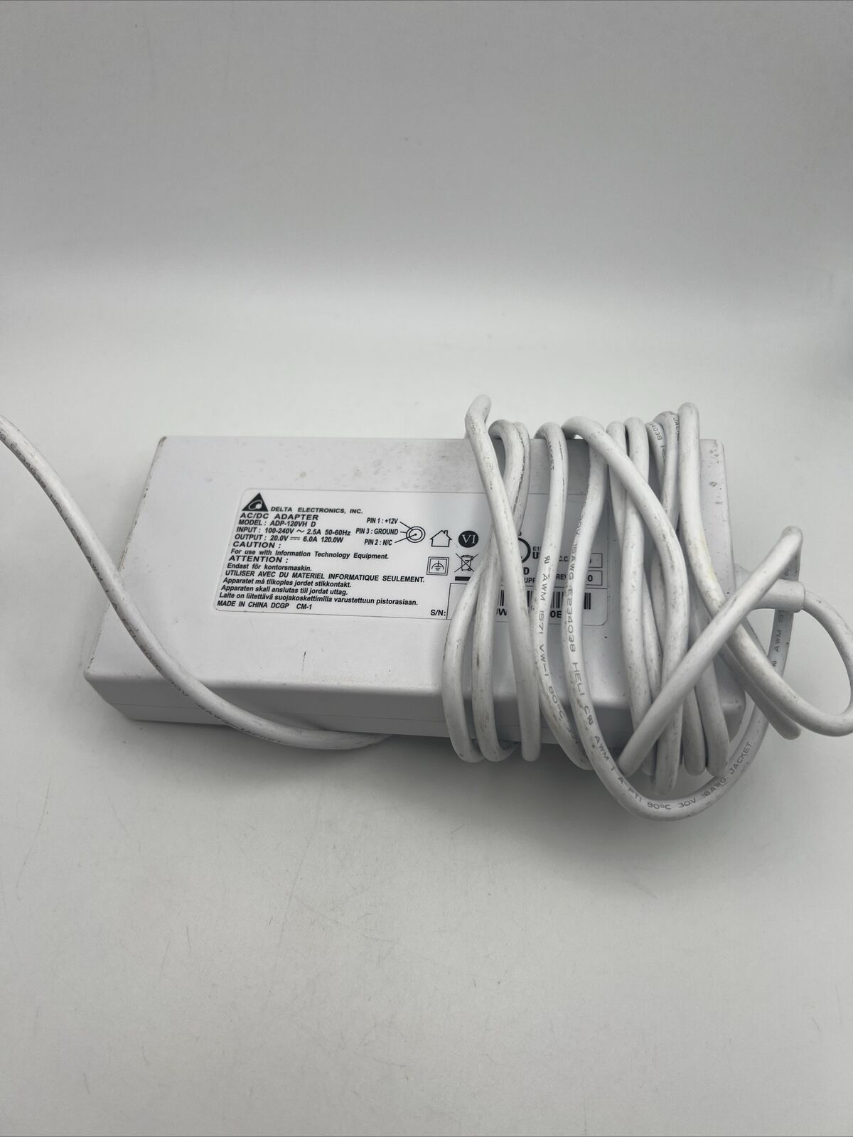 Delta ADP-120VH D Laptop Power Charger 20V 6A 120W No Power Cord