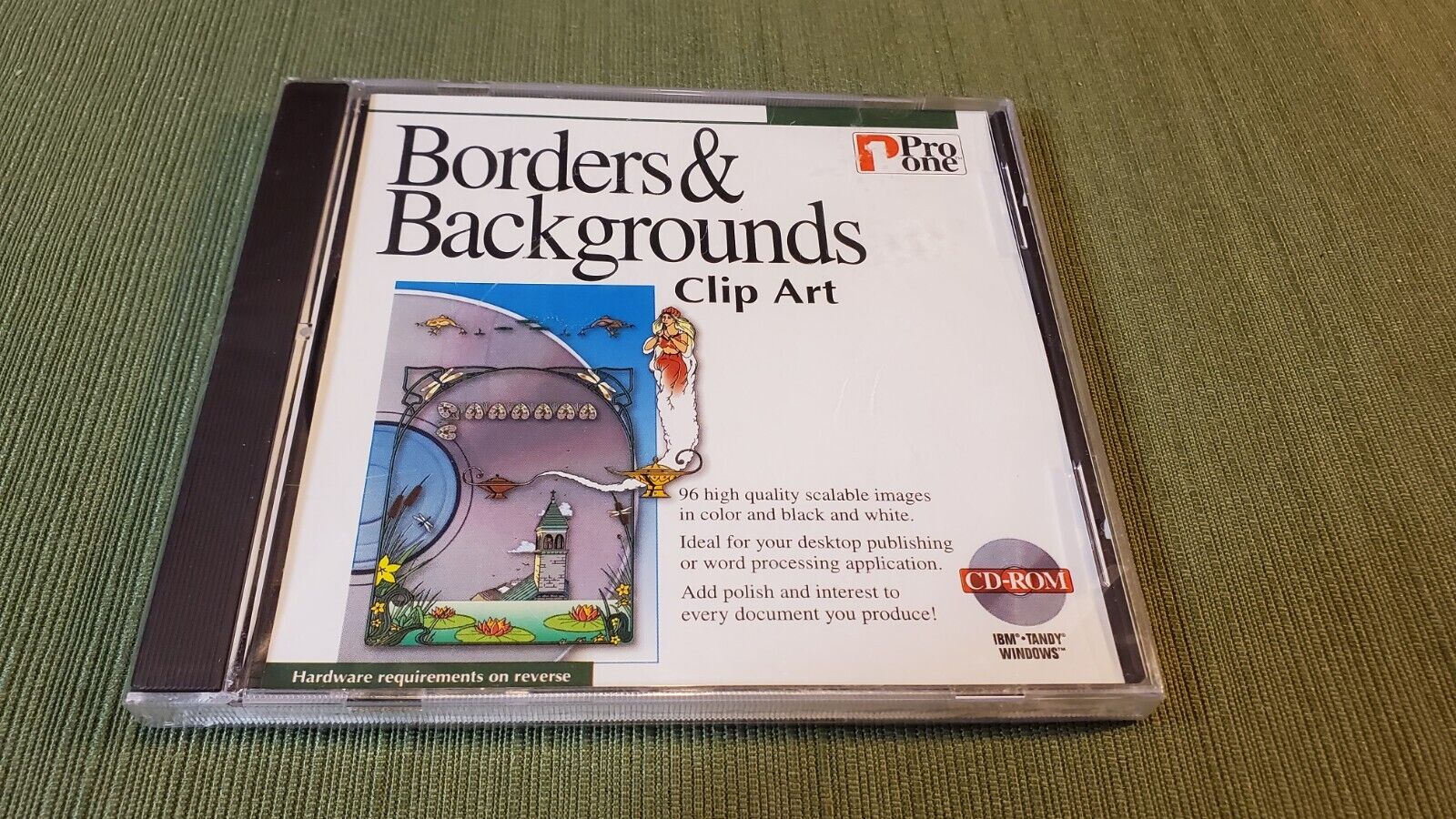 Borders & Backgrounds Clip Art Vintage Software Sealed CD ROM IBM Tandy Windows