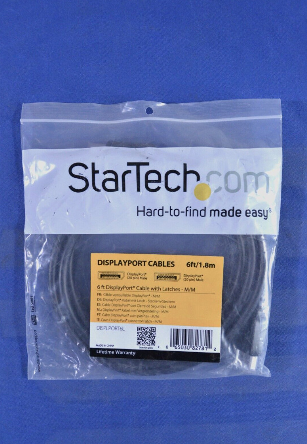 Lot of 4 StarTech.com 6 ft DisplayPort Cable with Latches DISPLPORT6L K042304