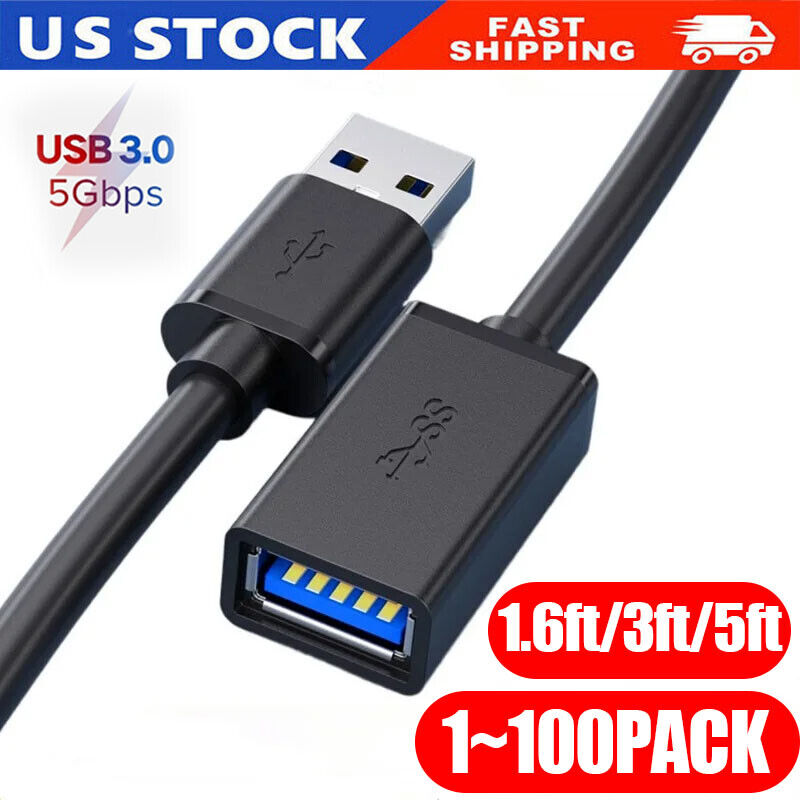USB3.0 Extension Cable High Speed Extender Cord Adapter TypeA Male to Female LOT