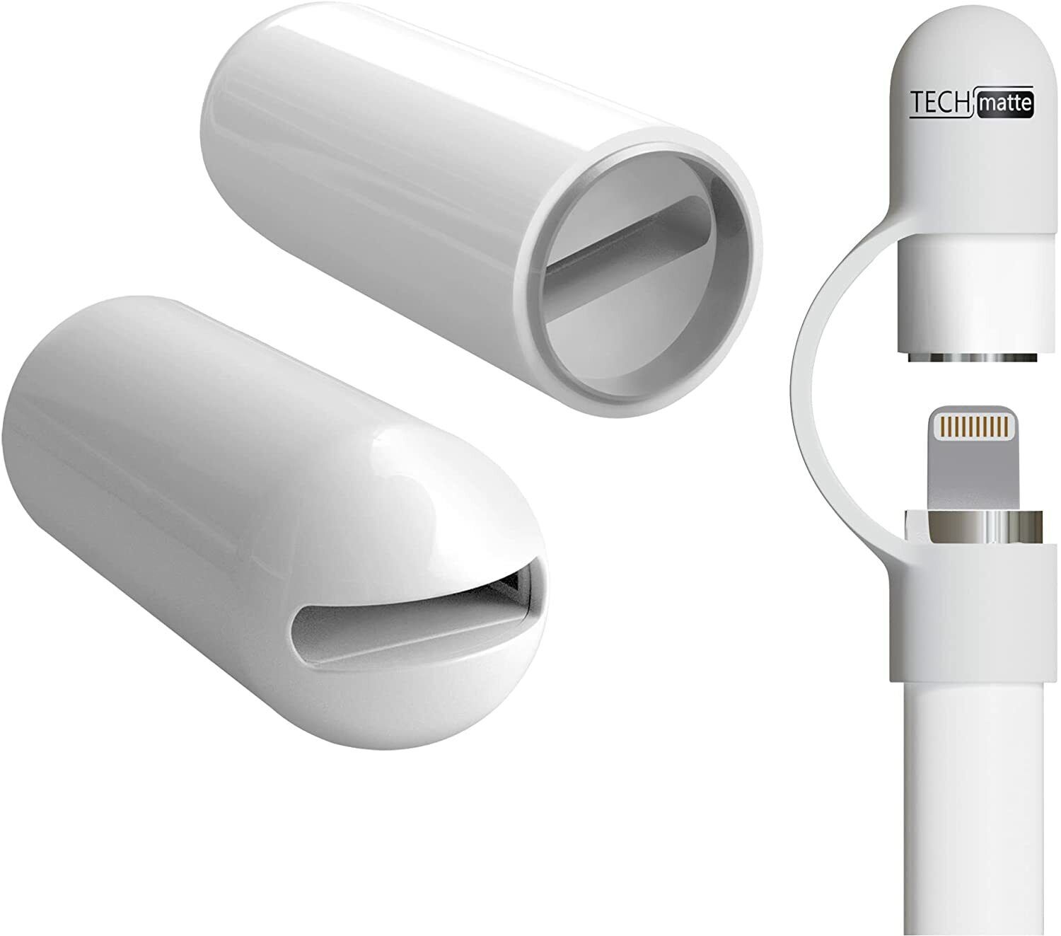 (2 pack)TechMatte 2-in-1 Cap Charging Adapter for Apple Pencil (1st Gen)
