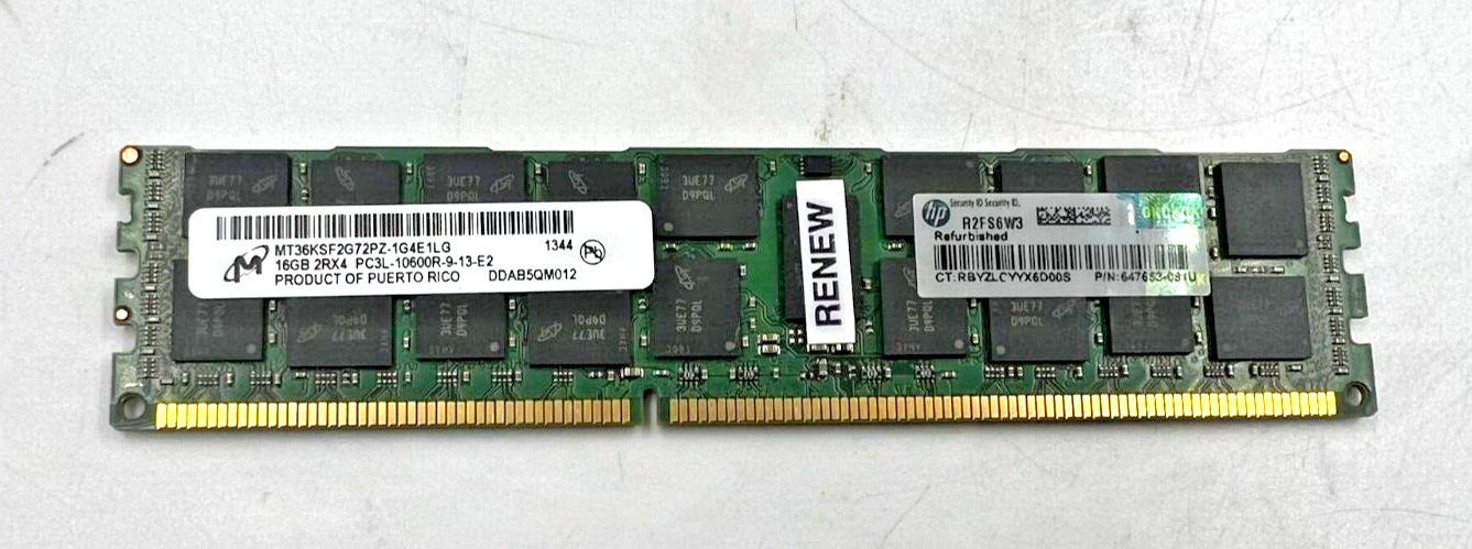 SERVER RAM - MICRON *LOT OF 140* 16GB 2RX4 PC3L - 10600R MT36KSF2G72PZ-1G4E1