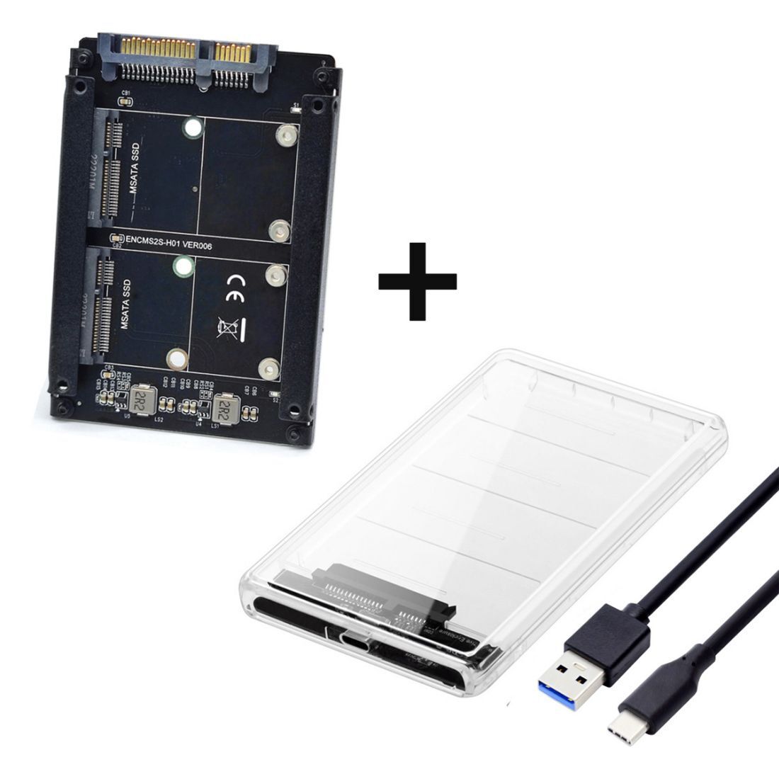 Chenyang Dual MSATA Mini-SATA SSD Card JBOD Raid0 to USB3.0 SATA Enclosure