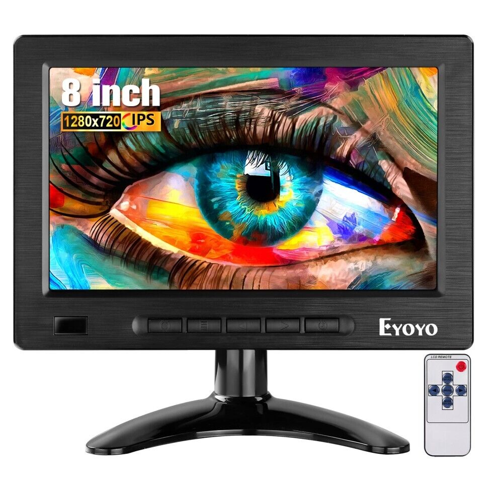 Eyoyo 8 Inch Mini Monitor Small Hdmi Monitor 1280 x 800 Full HD IPS Display VGA
