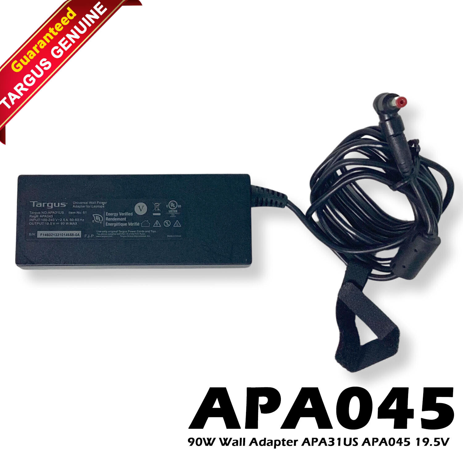 Targus Universal AC Power Adapter Laptop Charger 19.5V DC 90W APA31US / APA045