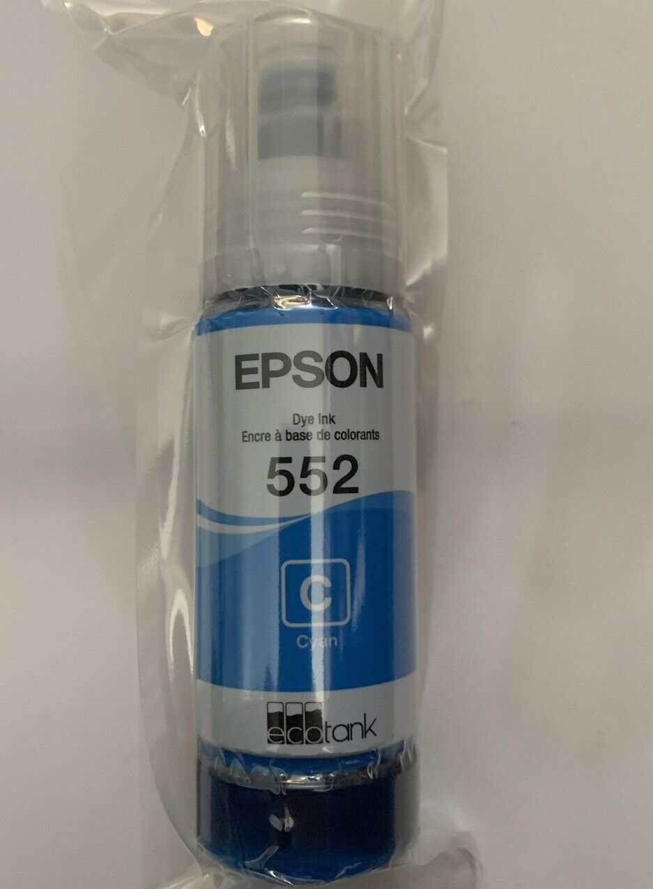 New Genuine EPSON EcoTank 552 Ink Bottle, T512320-C  CYAN. NIB.