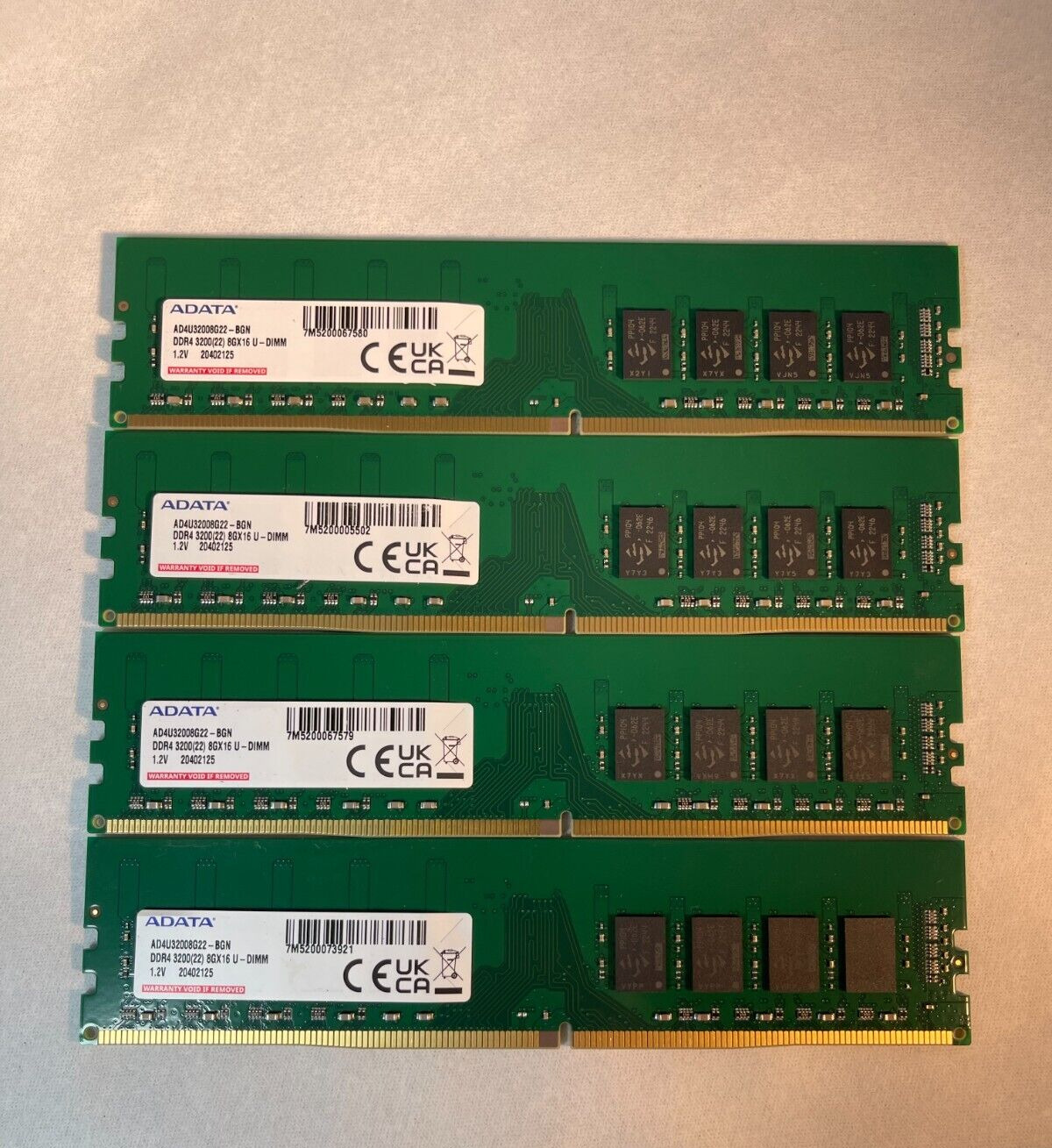 Adata set of 4 AD4U32008G22-BGN 8GB DDR4 3200