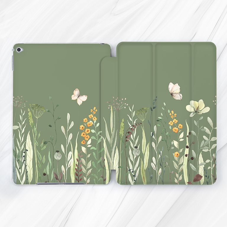 Wildflowers Floral Sage Green Case For iPad 10.2 Air 3 4 5 Pro 9.7 11 12.9 Mini