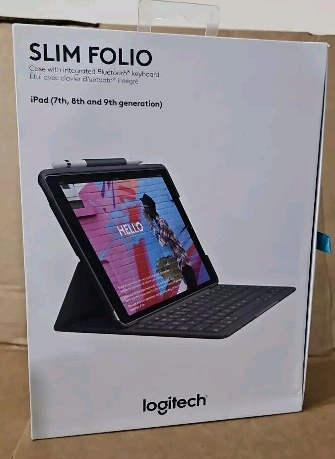 Logitech Slim Folio Pro Case with Bluetooth Keyboard for iPad 7th/8th/9th Gen