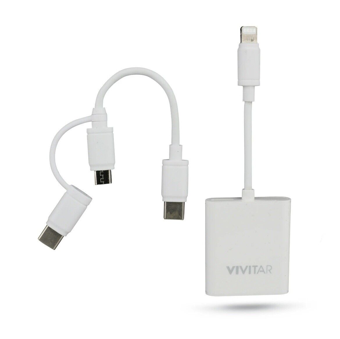 NEW Vivitar Apple IOS Mobile SD + MicroSD Universal Card Reader White MOV4016 V1