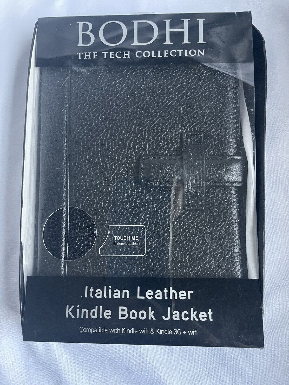 BODHI Italian Leather Kindle Book Jacket Cover for Kindle wifi/3G Black-New
