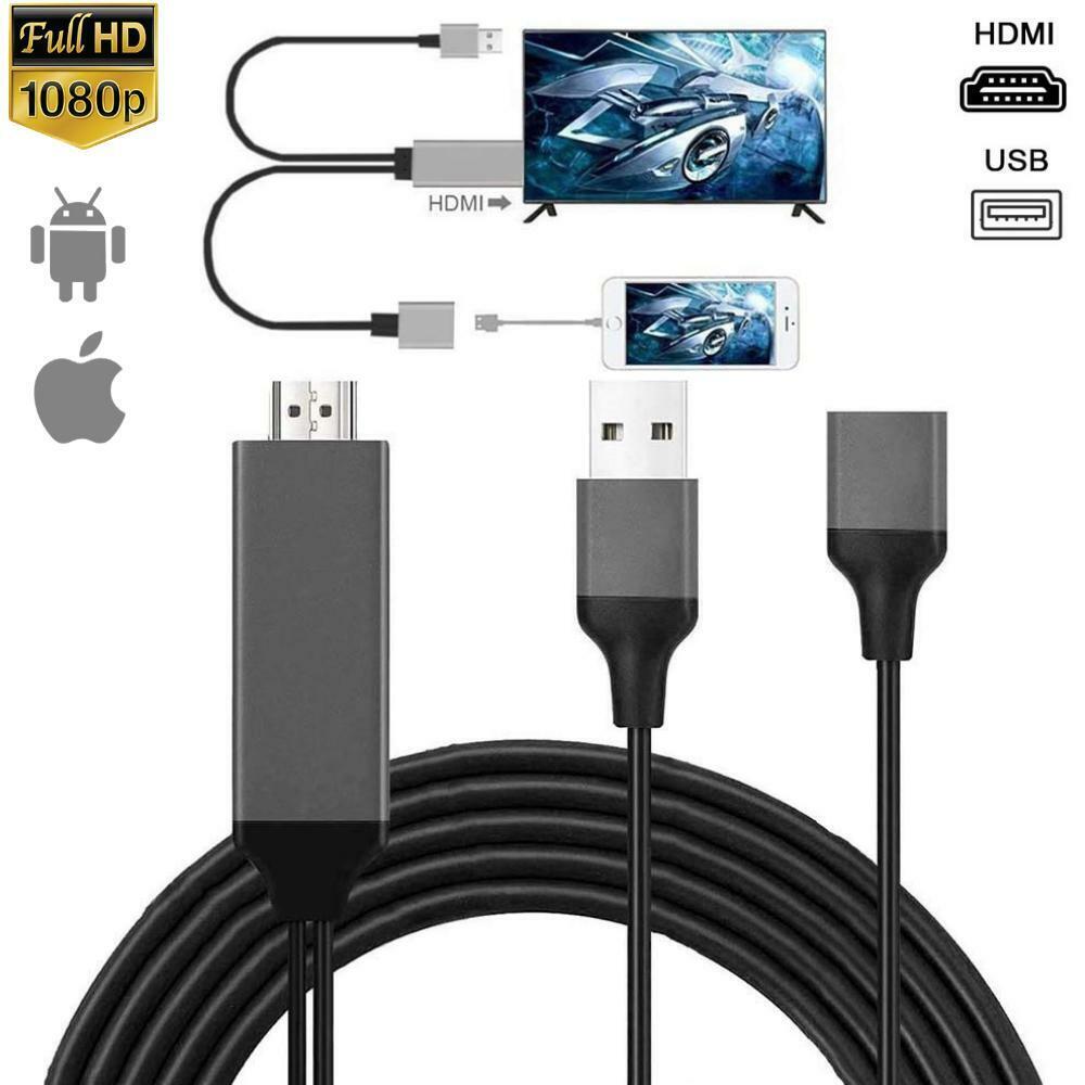 1080P HDMI Mirroring Cable Phone to TV HDTV Adapter For iPhone 11 8 iPad Android