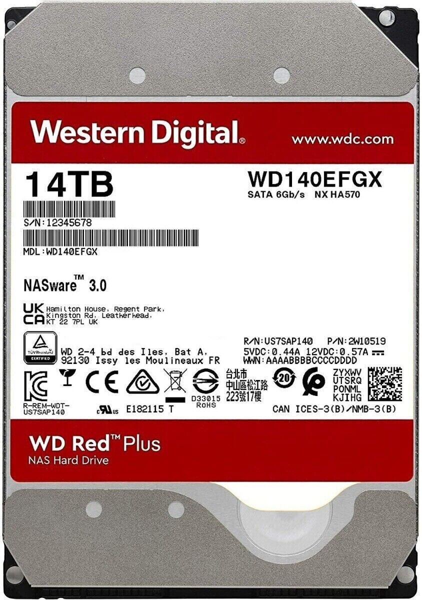 WD RED PLUS WD140EFGX 14TB 7200U/min 512MB CACHE SATA III 3.5