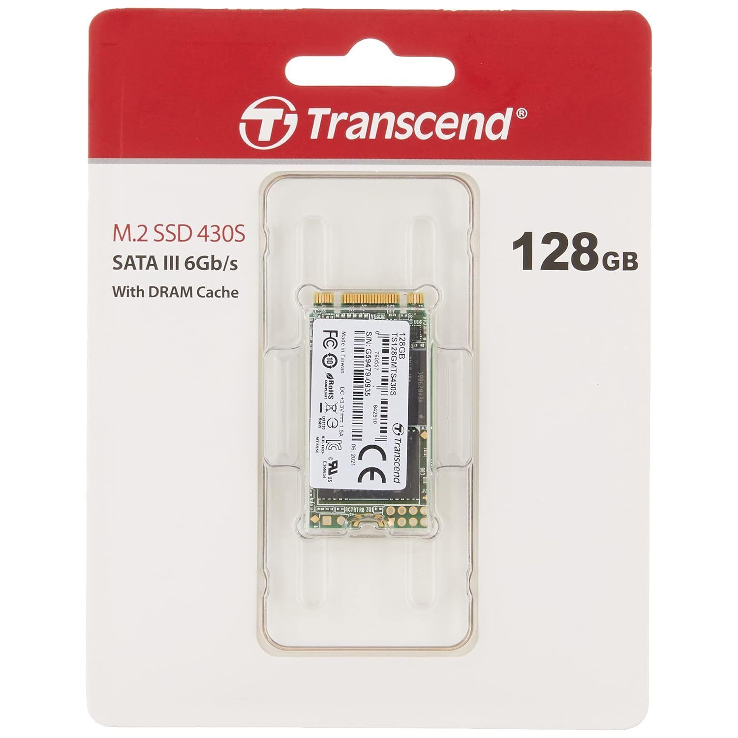 Transcend 128GB SATA III 6Gb/s MTS430S 42 mm M.2 SSD Solid State Drive (TS128G