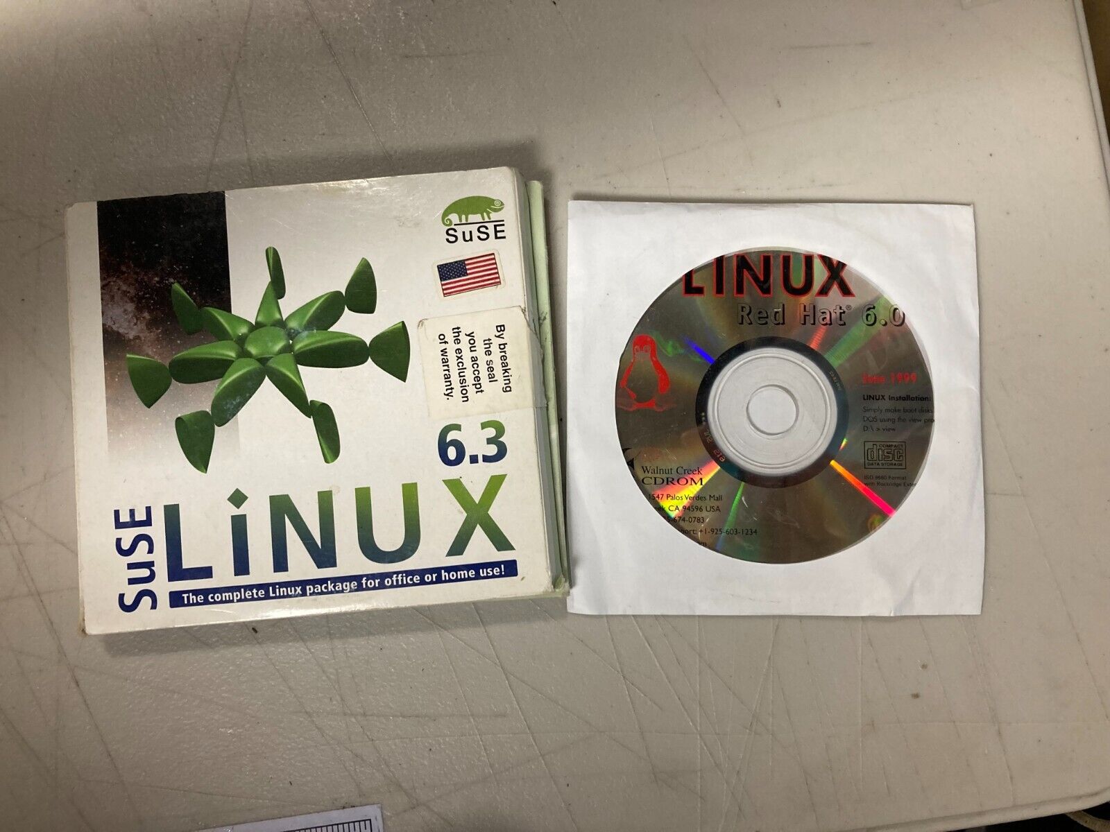SuSE Linux 6.3 Vintage Operating System 6 Discs Home or Office + Red Hat 6.0