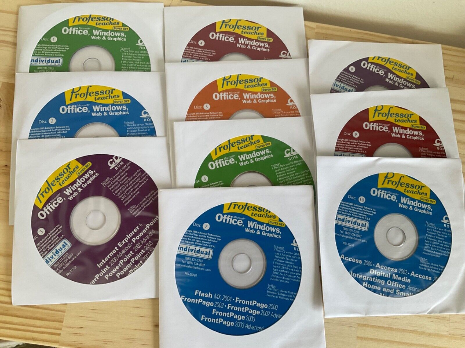 Professor Teaches Super Set Microsoft 2000-2004 Office Windows 10 Disc CD Rom