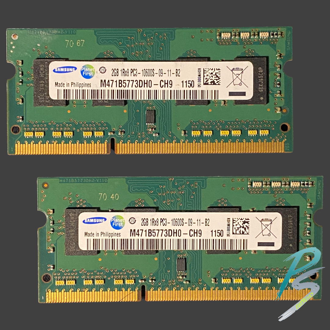 Samsung 4GB (2x2GB) 1RX8 PC3-10600S DDR3 SDRAM Laptop Memory M471B5773DH0-CH9