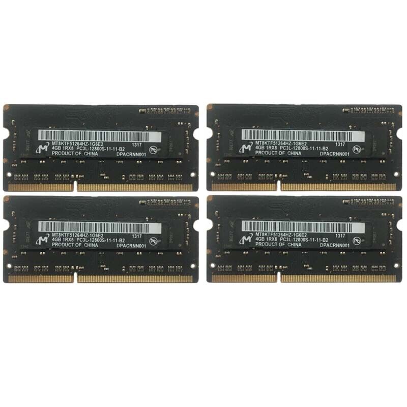 For Micron 4x4GB DDR3L 1600mhz 1RX8 PC3L-12800S 204pin Memory RAM SODIMM Laptop-