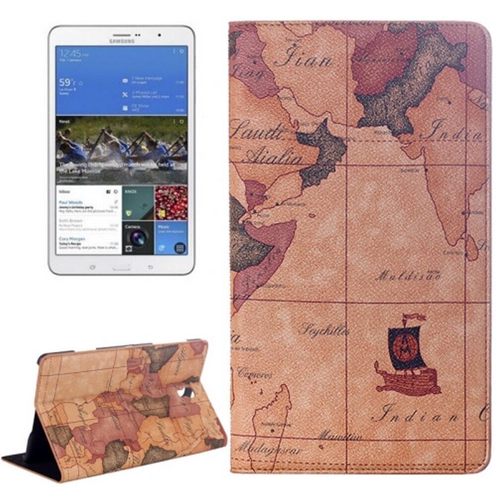 World Map PU Case for Samsung Galaxy Tab S 8.4 / T700 Brown