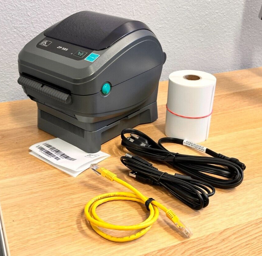 Zebra ZP505 Direct Thermal Portable Label Printer USB & Ethernet (Complete Set)