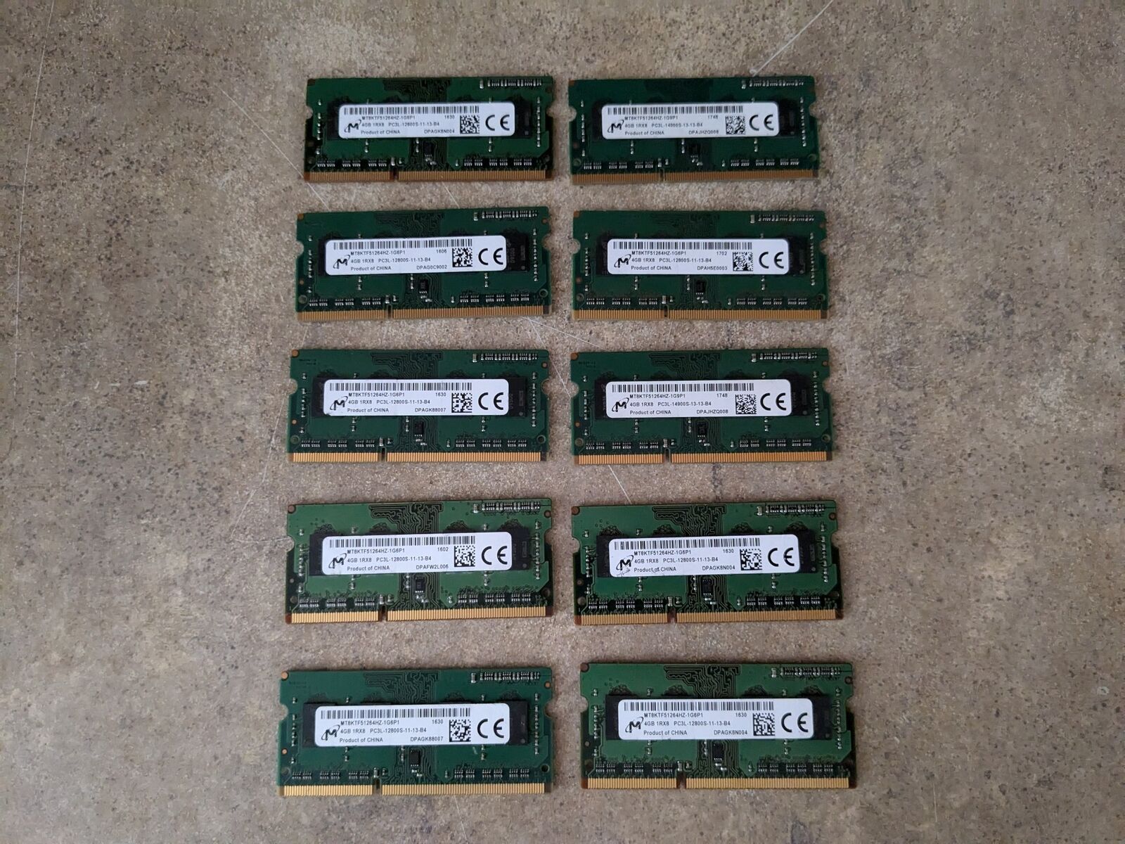 9X MICRON 4GB PC3L-12800S DDR3 LAPTOP RAM MT8KTF51264HZ-1G6P1 (+1) I5-4(13)