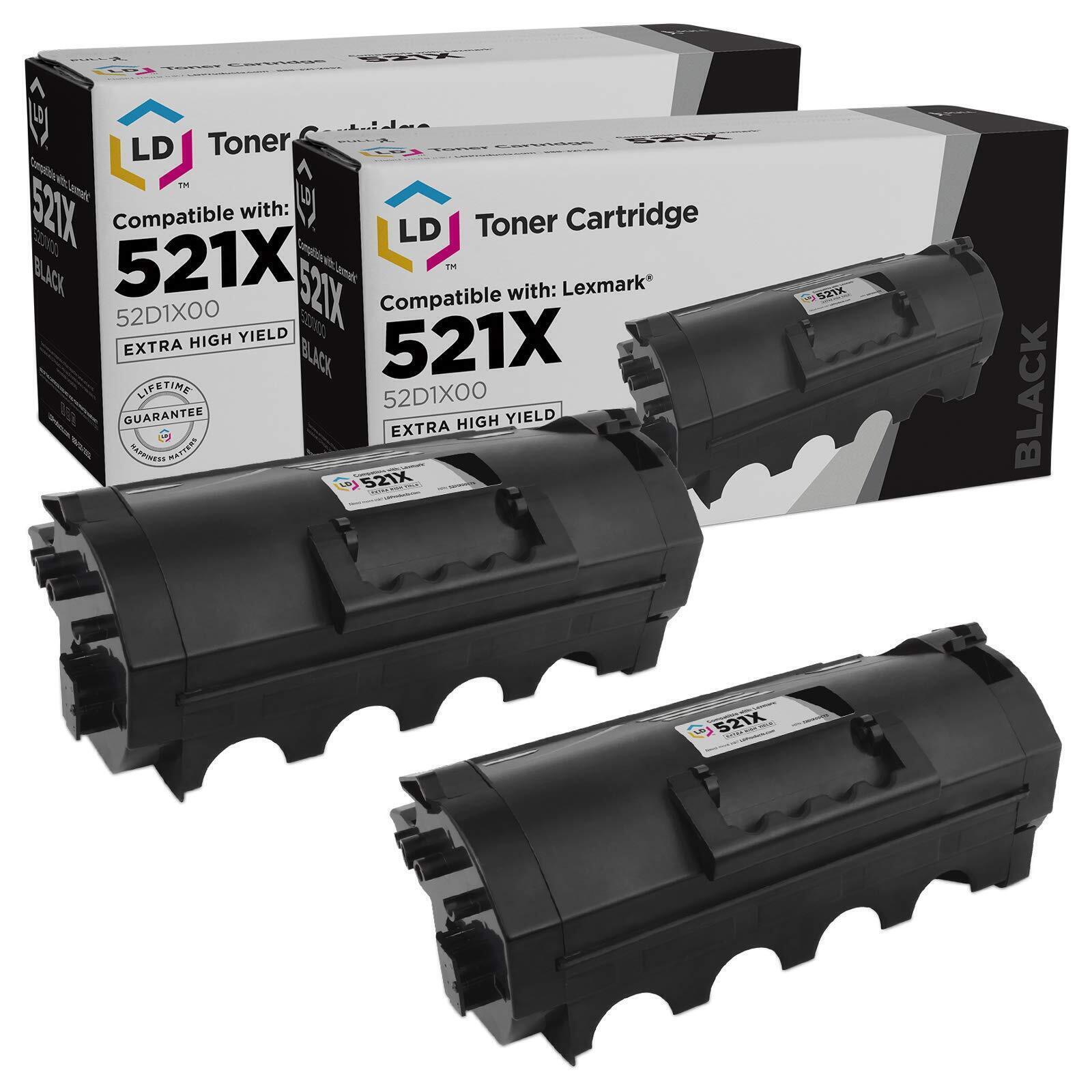LD Compatible Lexmark 52D1X00 / 521X 2pk EHY BLK Tonerss for MS811/MS812 Series