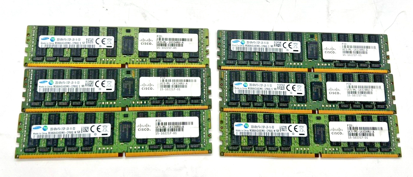 SERVER RAM -SAMSUNG LOT OF 6 32GB 4DRX4 PC4 - 2133P M386A4G40DM0-CPB0Q