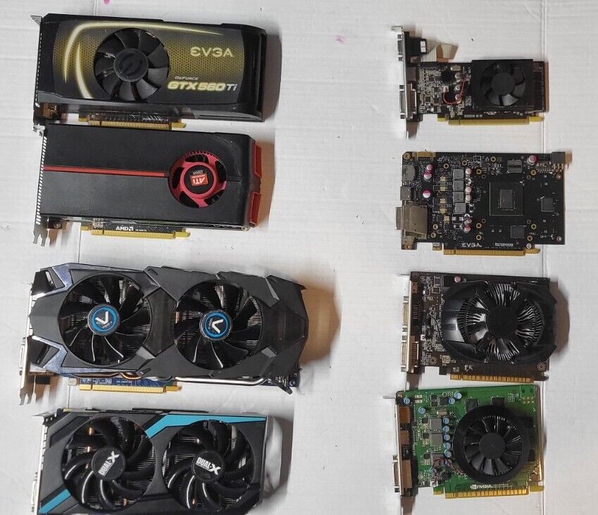 Lot of 8 Mixed Brand/Model GPUs Defective /Untested for Parts *READ*