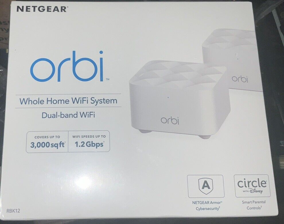Netgear Orbi RBK12 Dual Band Wireless Whole Home Mesh WiFi System Brand New