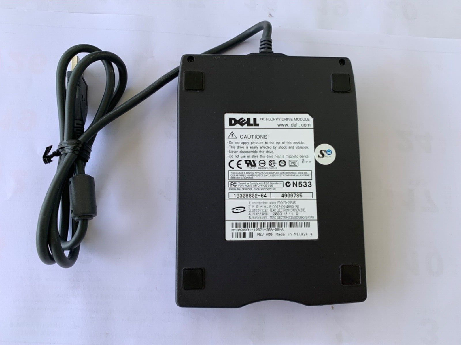 Ref -W8805 Genuine OEM Dell  USB External Floppy Drive Module 19308813-74(94-20)