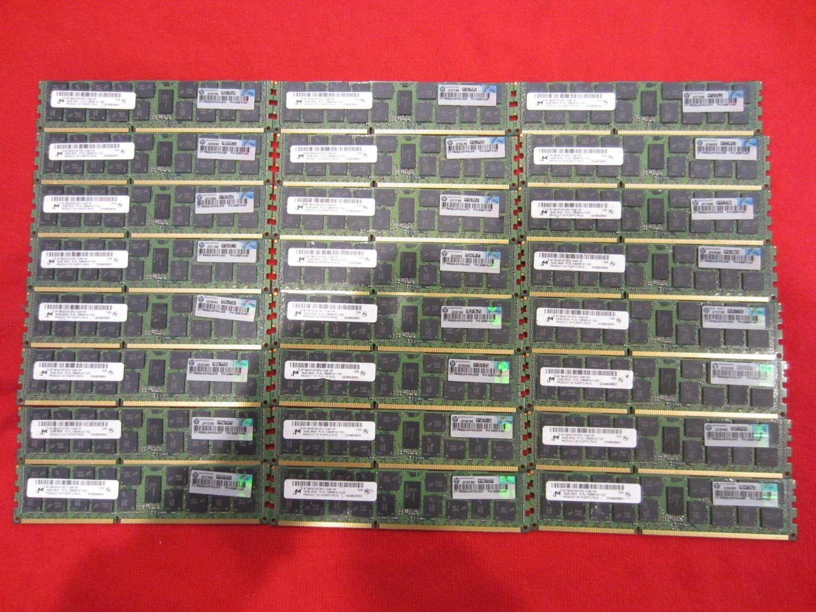 Lot of 24pcs Micron 16GB 2Rx4 PC3-10600R DDR3-1333Mhz Ecc-Reg Server Memory