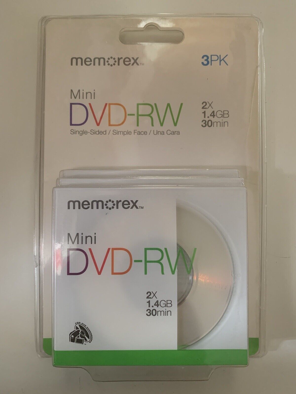 Memorex Mini DVD-RW 1.4GB Jewel Cases 3 Total Pack Sealed Duralayer