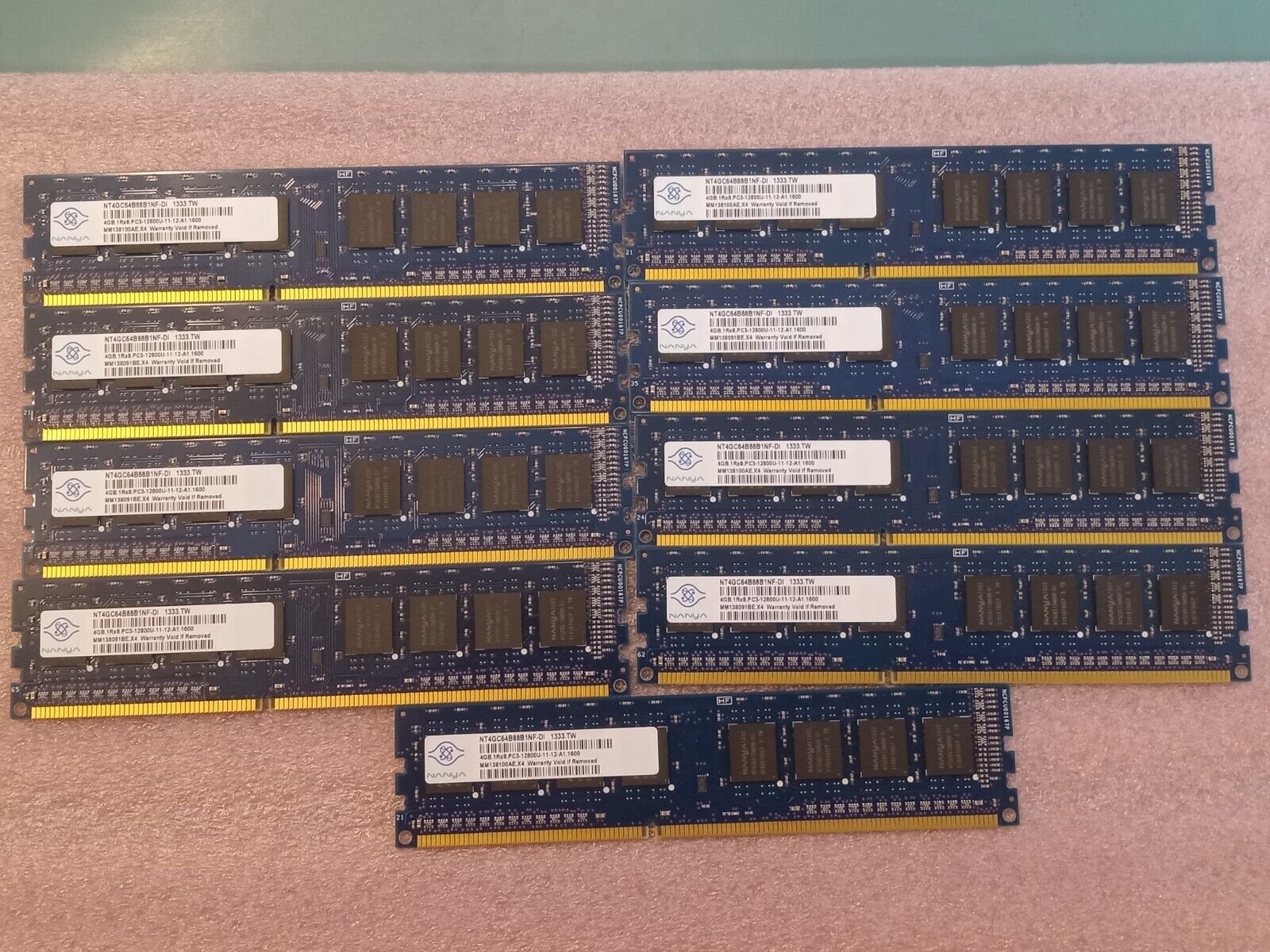 Nanya 36GB Kit (9x4GB) 1Rx8 PC3-12800U DDR3-1600 RAM (NT4GC64B88B1NF-DI)