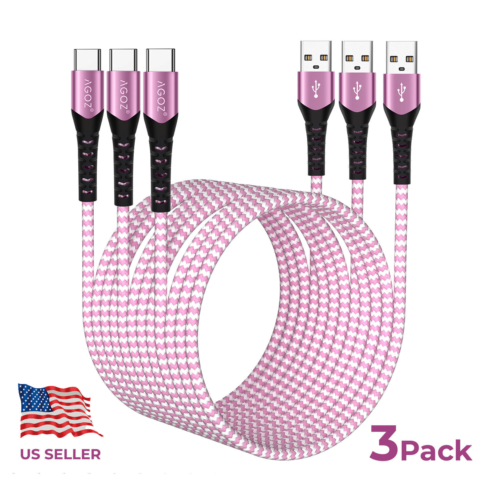 3Pack Pink Fast Charger USB C Cable for Samsung Tab A8 A7 Tablet, iPad Air Pro